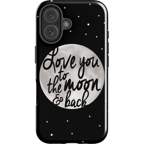 To The Moon And Back BW iPhone 16 Plus Impact Case